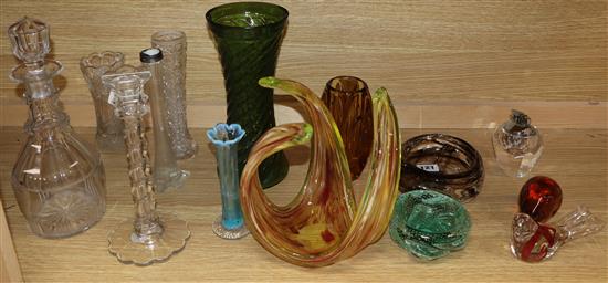 Seven pieces of Murano glass and four other pieces Seven pieces of Murano glass and four other pieces