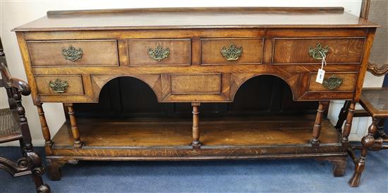 A late 18th century Welsh oak dresser base W.177cm A late 18th century Welsh oak dresser base W.177cm
