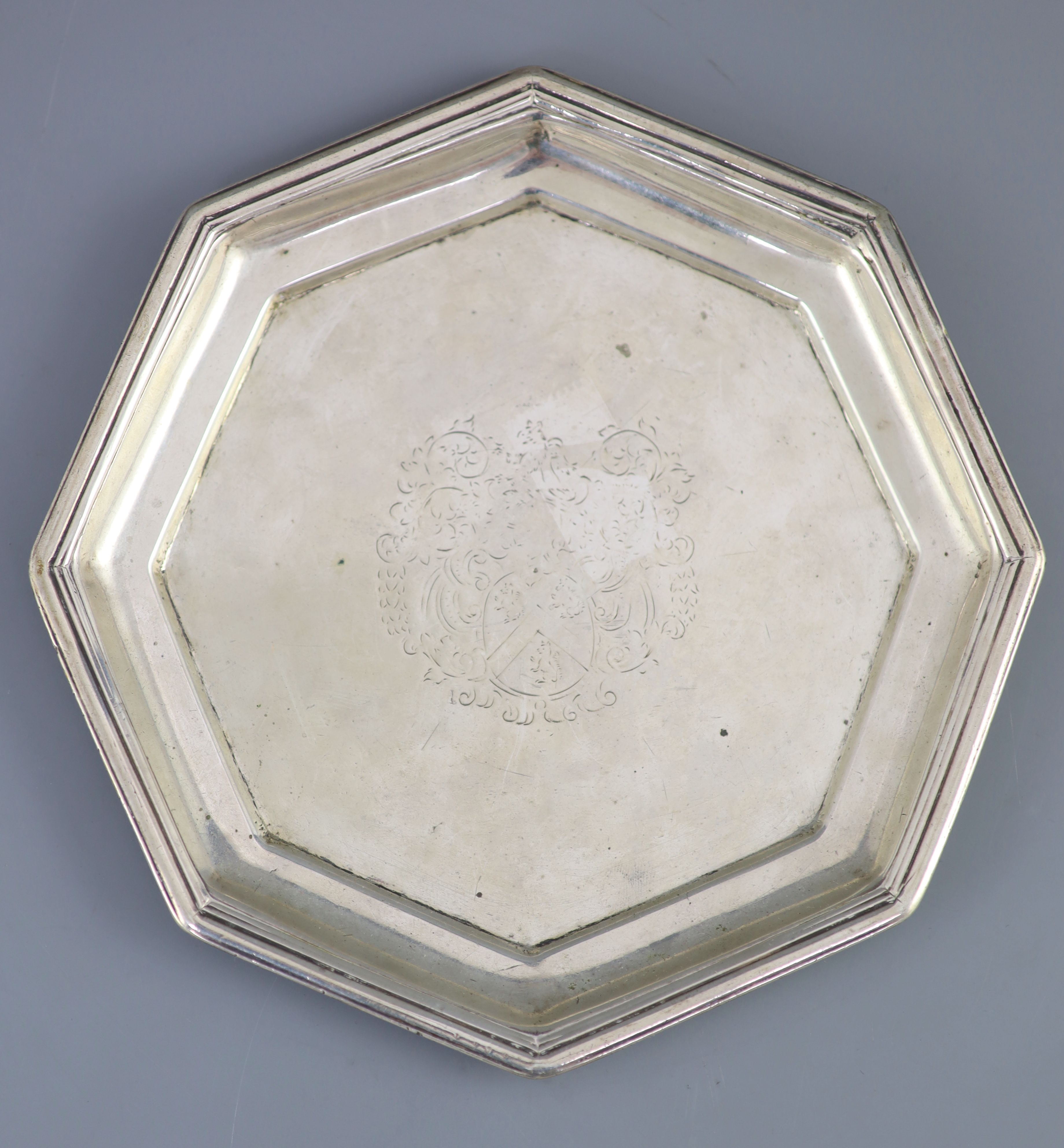 A rare George II Galway octagonal silver waiter or small salver, A rare George II Galway octagonal silver waiter or small salver,