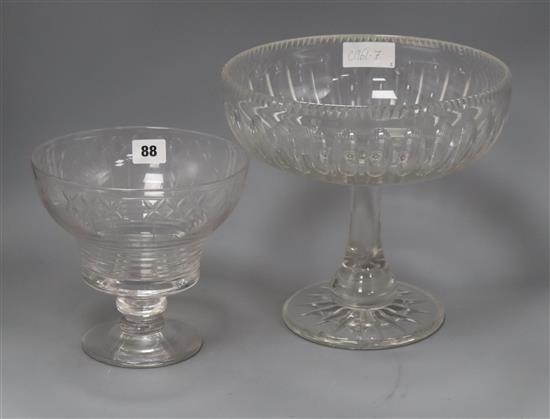 A Stuart glass pedestal bowl and another tallest 24cm A Stuart glass pedestal bowl and another tallest 24cm