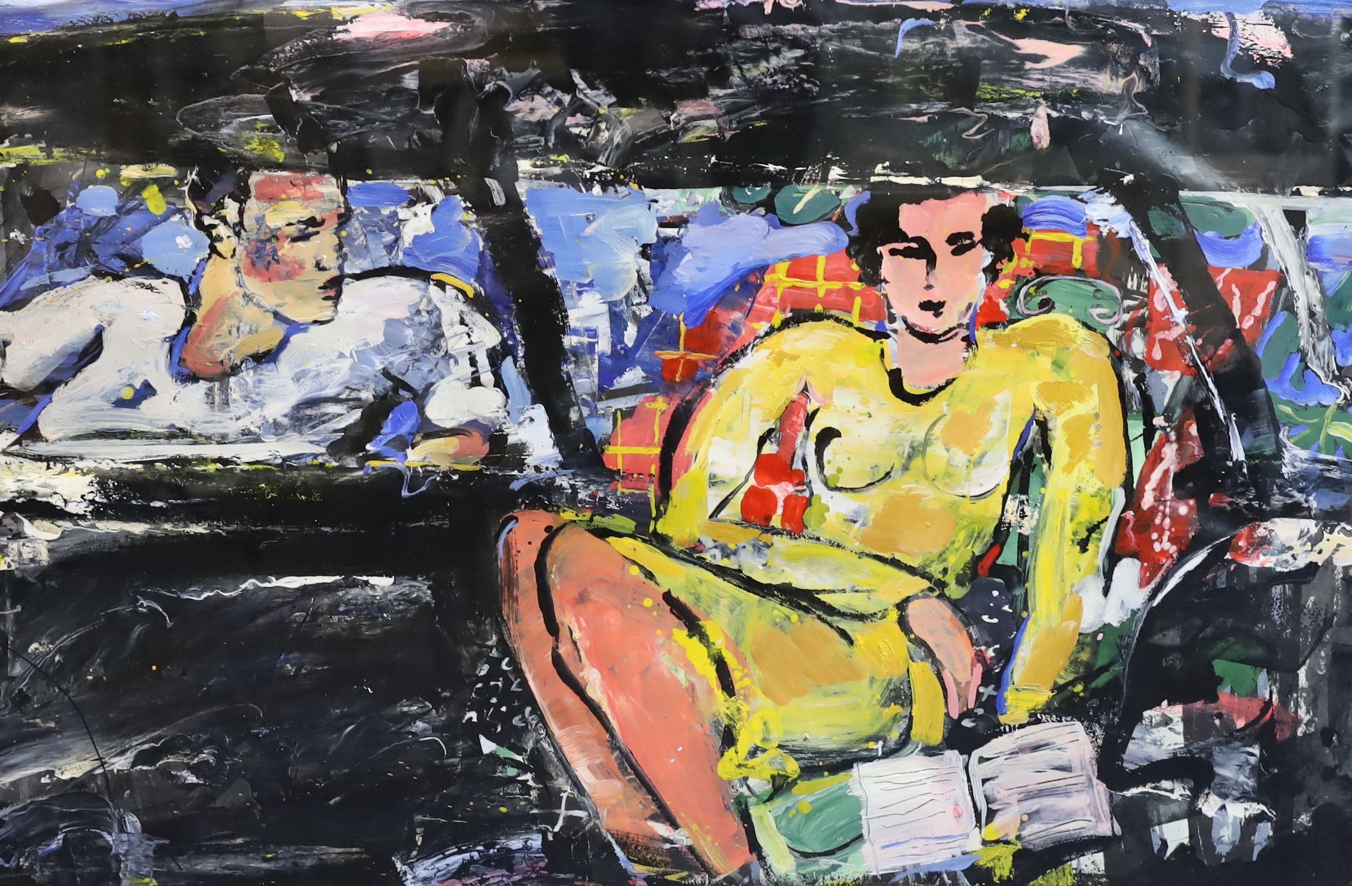Peter McClaren (Scottish, 1964-), 'Matisse, woman in car', oil on paper, 58 x 88cm.