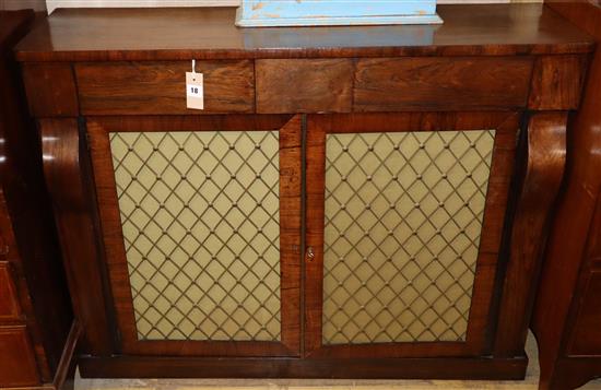 An early Victorian rosewood chiffonier, Width 109cm An early Victorian rosewood chiffonier, Width 109cm