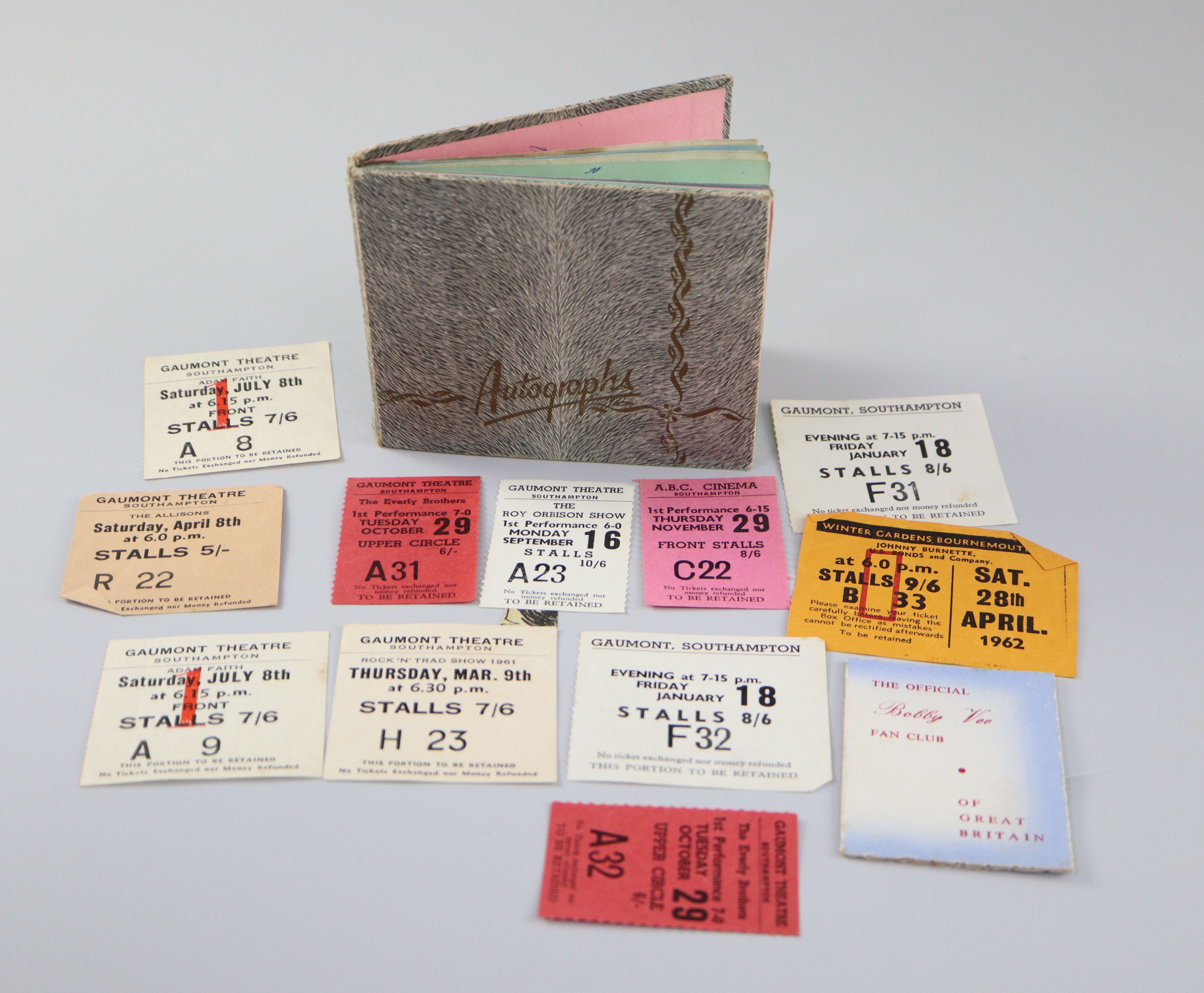 A 1960s autograph album of musicians signatures including all four Beatles, Roy Orbison, Searchers etc. 10.5 x 12cm A 1960s autograph album of musicians signatures including all four Beatles, Roy Orbison, Searchers etc. 10.5 x 12cm