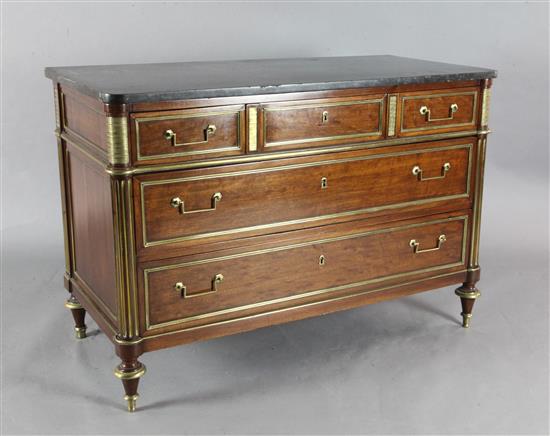 A French Directoire brass mounted mahogany commode, W.4ft 2in. D.1ft 11in. H.2ft 10in. A French Directoire brass mounted mahogany commode, W.4ft 2in. D.1ft 11in. H.2ft 10in.