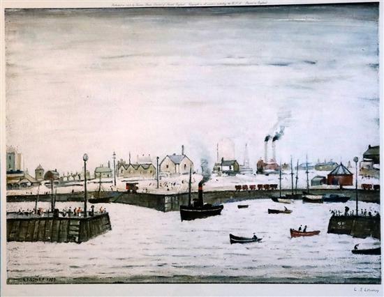 § Lawrence Stephen Lowry (1887-1976) The Harbour 17.25 x 22.75in. § Lawrence Stephen Lowry (1887-1976) The Harbour 17.25 x 22.75in.