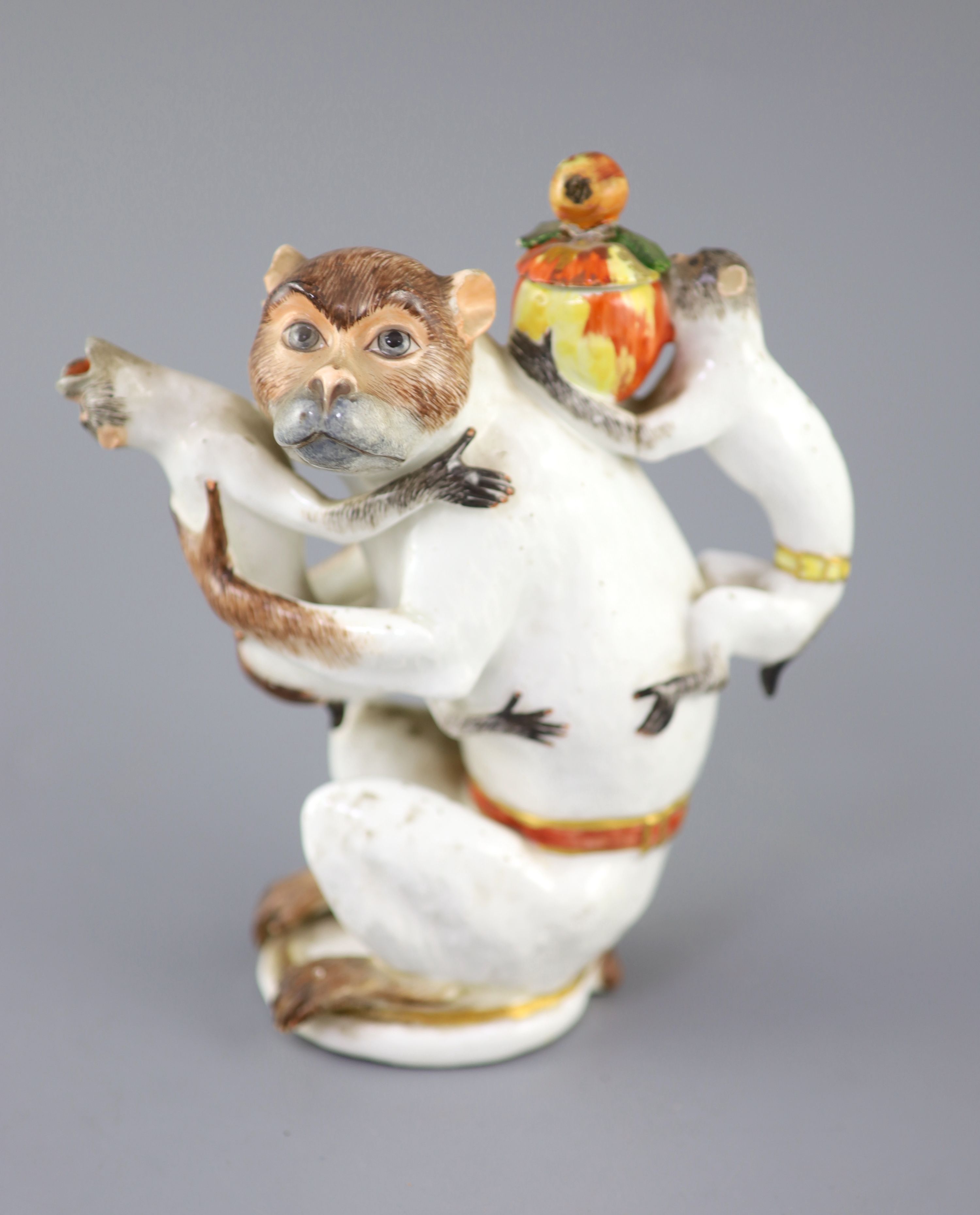 A Meissen porcelain monkey teapot and cover, circa 1735, modelled by J.J. Kaendler, 19.5cm high A Meissen porcelain monkey teapot and cover, circa 1735, modelled by J.J. Kaendler, 19.5cm high