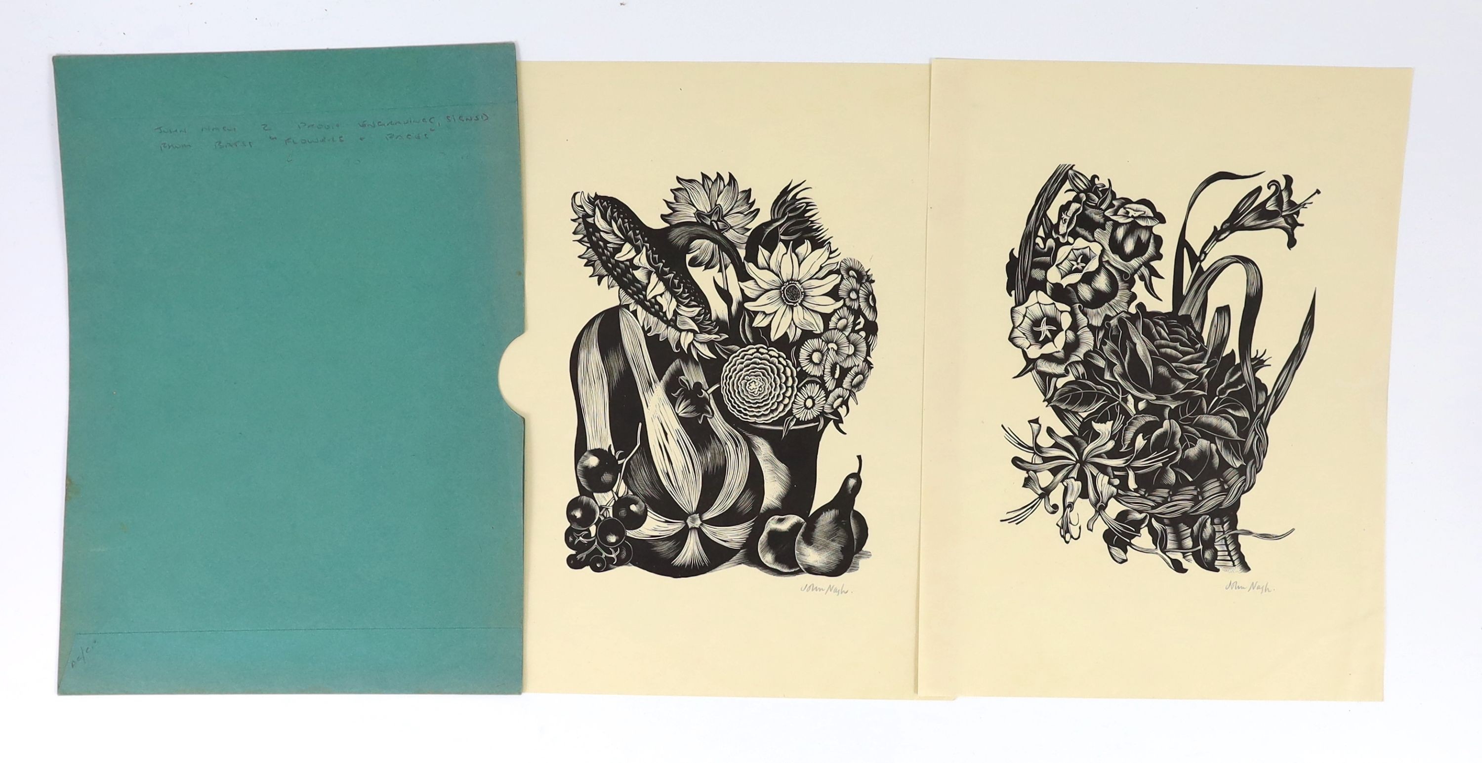 Golden Cockerel Press, John Nash - Flowers and faces. 1st and limited edition. 2 of the 4 additional suite of woodcut plates that accompanied the original publication by H. E. Bates. Comprising ‘Marrow and other Autumn F