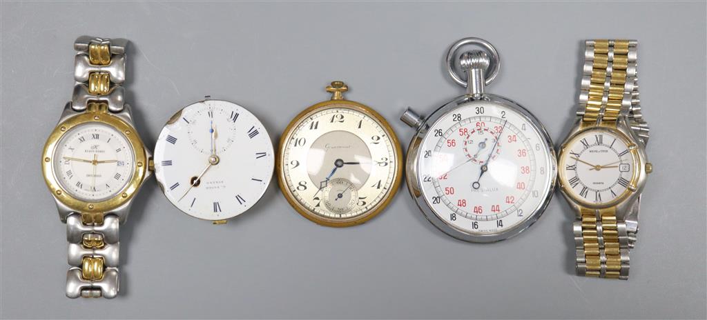 A small collection of pocket and wrist watches.