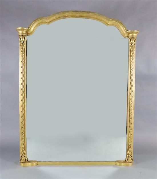 A Victorian giltwood overmantel mirror, W.4ft 9in. H.6ft 1in. A Victorian giltwood overmantel mirror, W.4ft 9in. H.6ft 1in.