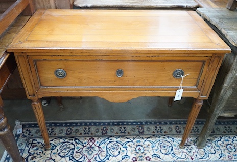 An 18th century style French cherry wood side table, width 94cm, depth 46cm, height 75cm