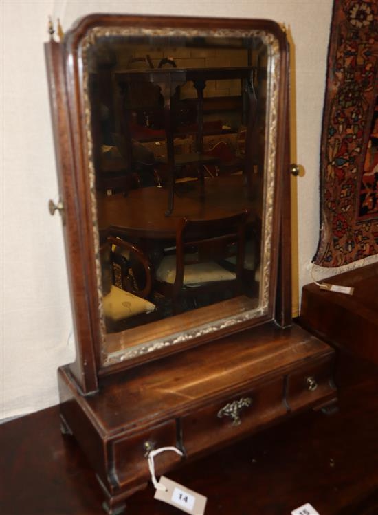 An early 18th century mahogany toilet mirror, Width 42cm An early 18th century mahogany toilet mirror, Width 42cm