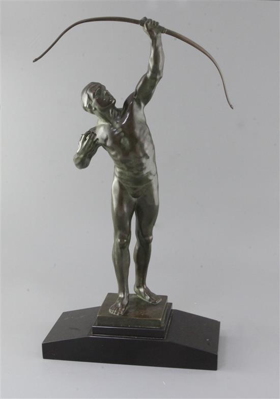 Victor de Manet. An Art Deco bronze figure of an archer, 23in. Victor de Manet. An Art Deco bronze figure of an archer, 23in.