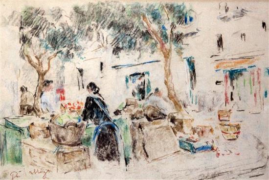 Paul Maze (1887-1979) Vegetable market, 9 x 13.5in. Paul Maze (1887-1979) Vegetable market, 9 x 13.5in.
