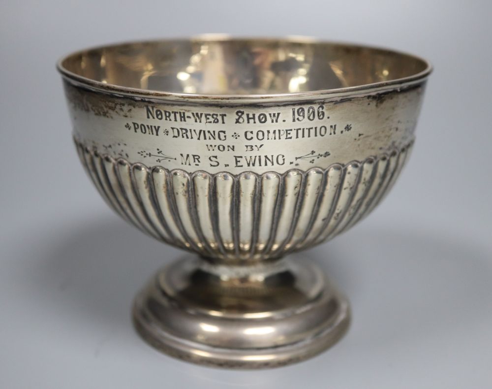 An Edwardian demi-fluted silver rose bowl, with engraved ...
