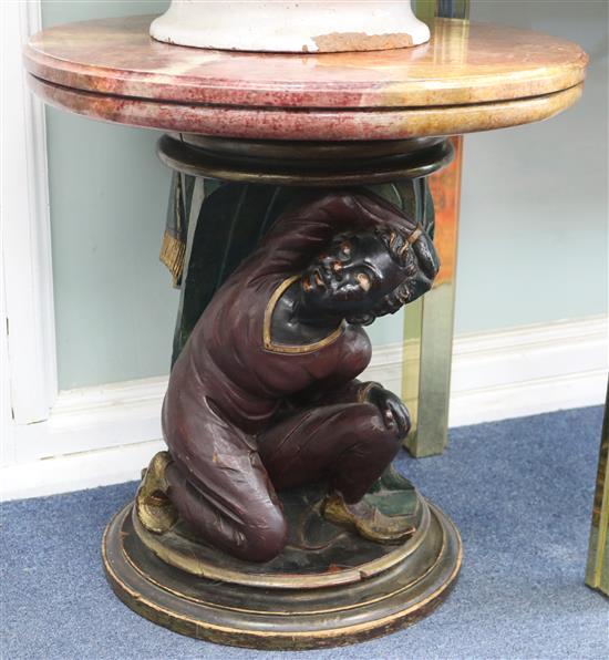 A pair of 19th century blackamoors with simulated marble table tops A pair of 19th century blackamoors with simulated marble table tops