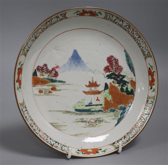 A Chinese Qianlong famille rose saucer dish diameter 22cm A Chinese Qianlong famille rose saucer dish diameter 22cm