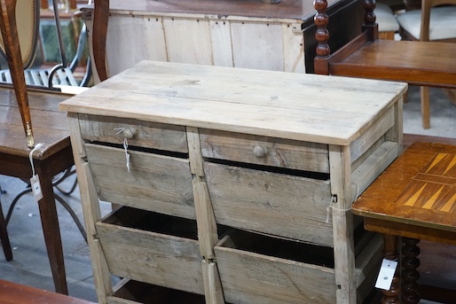 A French provincial style pine eight drawer chest, width 83cm, depth 39cm, height 84cm
