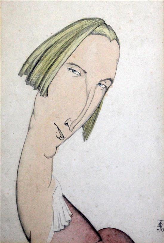 Albert Victor Ormsby Wood (1904-1977) Portrait of Edith Sitwell 12.75 x 8.5in. Albert Victor Ormsby Wood (1904-1977) Portrait of Edith Sitwell 12.75 x 8.5in.