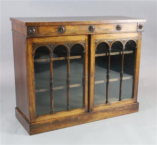 A William IV rosewood bookcase, W.3ft 9in. D.1ft 6in. H.3ft 1in. A William IV rosewood bookcase, W.3ft 9in. D.1ft 6in. H.3ft 1in.