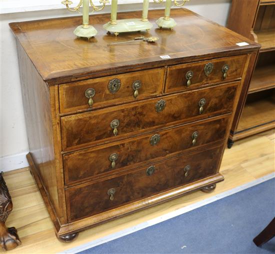 An 18th century walnut chest of three long and two short drawers W.87cm An 18th century walnut chest of three long and two short drawers W.87cm