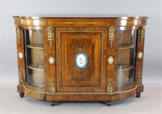 A Victorian ormolu mounted marquetry inlaid walnut credenza, W.5ft 7.5in. D.1ft 4in. H.3ft 8in. A Victorian ormolu mounted marquetry inlaid walnut credenza, W.5ft 7.5in. D.1ft 4in. H.3ft 8in.