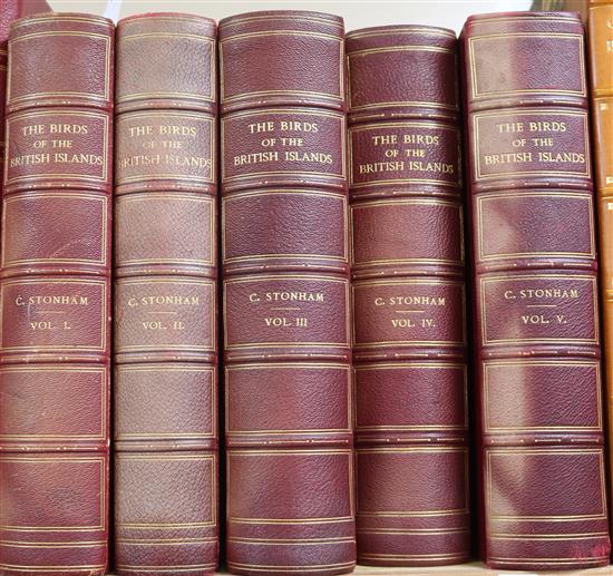 Stonham, Charles - The Birds of British Isles, illustrated by Lilian Medland, 5 vols, quarto, contemporary half Stonham, Charles - The Birds of British Isles, illustrated by Lilian Medland, 5 vols, quarto, contemporary half