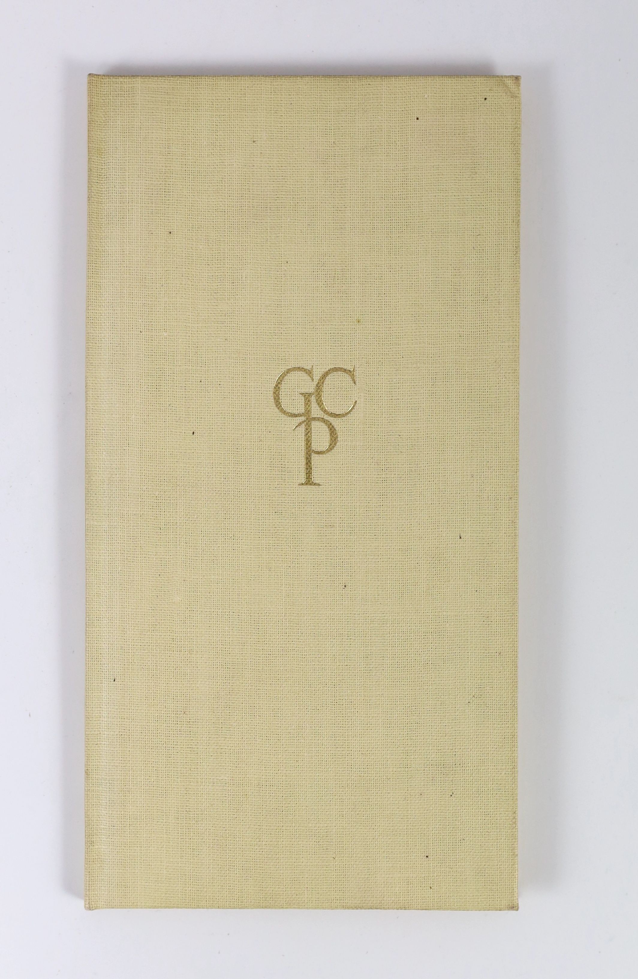 Golden Cockerel Press - Gill, Eric - The Lord’s Song. A Sermon, one of 500, cream buckram, with gilt monograms GCP, with two wood-engravings, Waltham Saint Lawrence, 1934