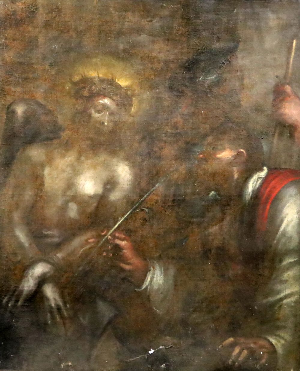 Old Master, oil on canvas, Christ and attendants, 84 x 69cm., unframed