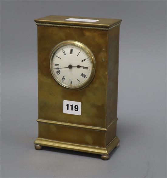 An Edwardian brass mantel timepiece height 22cm An Edwardian brass mantel timepiece height 22cm