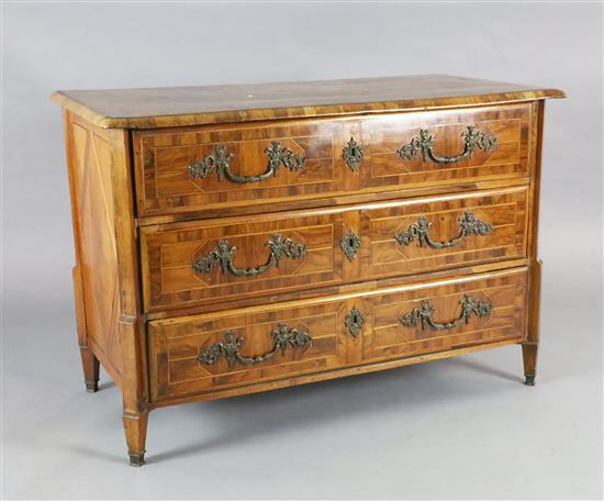 An 18th century German olivewood veneered commode W.4ft 2in. D.2ft H.2ft 10in. An 18th century German olivewood veneered commode W.4ft 2in. D.2ft H.2ft 10in.