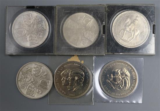 A collection of silver proof commemorative coins and four silver coins A collection of silver proof commemorative coins and four silver coins