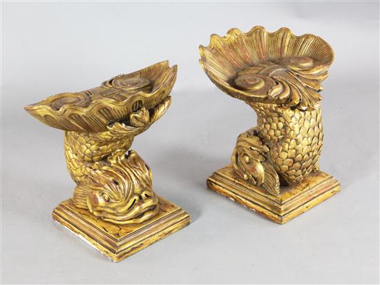 A pair of Venetian carved giltwood grotto stools, W.1ft 6in. H.1ft 7in. A pair of Venetian carved giltwood grotto stools, W.1ft 6in. H.1ft 7in.