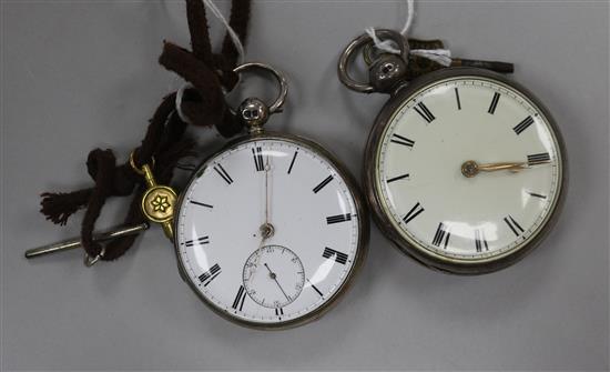 Two silver keywind pocket watches, Two silver keywind pocket watches,