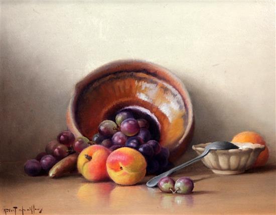 § Robert Chailloux (1913-) Still life of fruit of a table top 10.25 x 13.5in. § Robert Chailloux (1913-) Still life of fruit of a table top 10.25 x 13.5in.