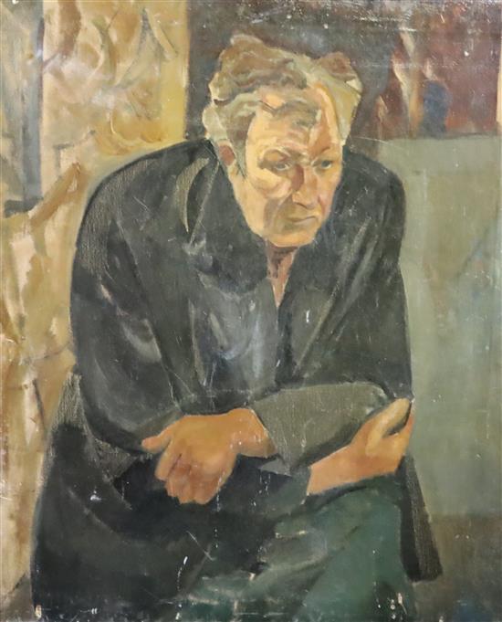 Modern British Portrait of Lucien Freud 36 x 30in., unframed Modern British Portrait of Lucien Freud 36 x 30in., unframed