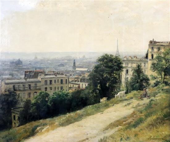 Stanislas-Victor-Edouard Lepine (French 1835-1892), oil on canvas, Paris Vu De La Butte Montmartre...