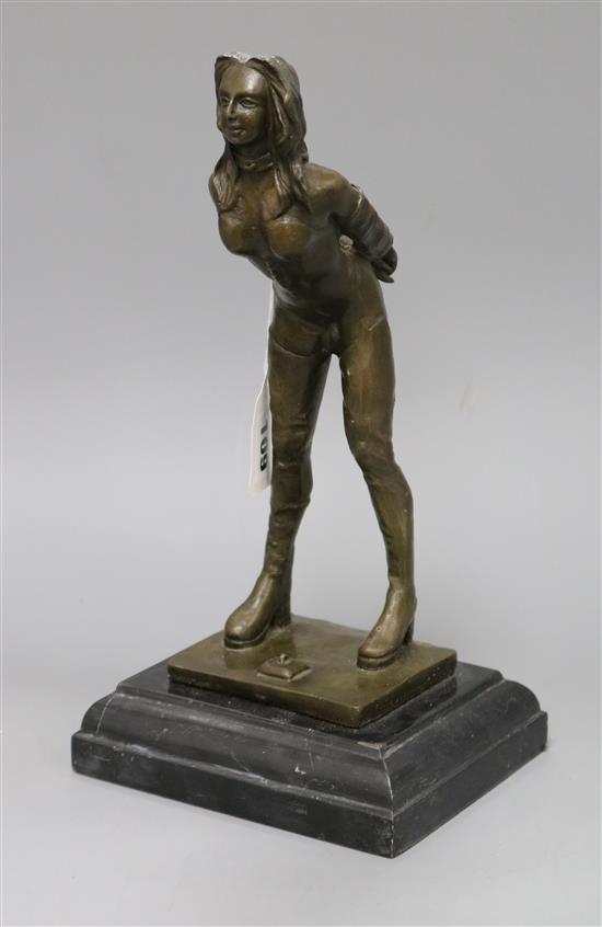 A bronze S & M girl, on marble base height 31cm