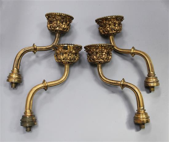 Lewis Nockalls Cottingham (1787-1847). A a set of four Gothic gilt bronze candle branches, c.1832, approx 39cm Lewis Nockalls Cottingham (1787-1847). A a set of four Gothic gilt bronze candle branches, c.1832, approx 39cm