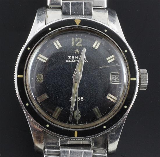 A gentlemans rare 1960s stainless steel Zenith S.58 military? wrist watch,