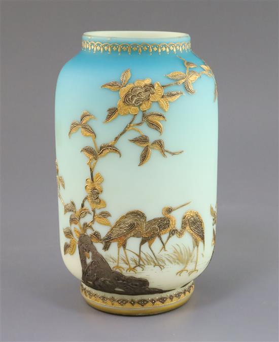 A Stourbridge Japonaise glass vase, probably Jules Barbe for Thomas Webb, H.21.5cm A Stourbridge Japonaise glass vase, probably Jules Barbe for Thomas Webb, H.21.5cm