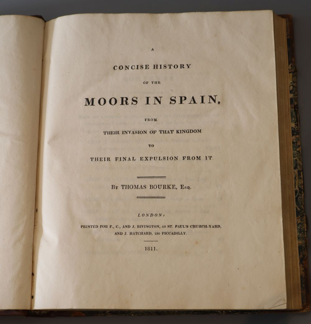 Bourke, Thomas - Concise History of the Moors in Spain, qto, rebound, half calf, F.C. and J. Rivington, London 1811