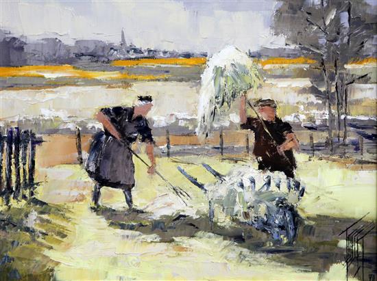 Robert Josset (French, 20th C.) Le Poulailler, Les Foins a Nizon and Retour des Foins, 10 x 8in. and 10 x 13in. Robert Josset (French, 20th C.) Le Poulailler, Les Foins a Nizon and Retour des Foins, 10 x 8in. and 10 x 13in.
