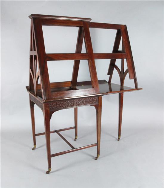 A late Victorian mahogany telescopic folio stand, H.5ft 11in. A late Victorian mahogany telescopic folio stand, H.5ft 11in.