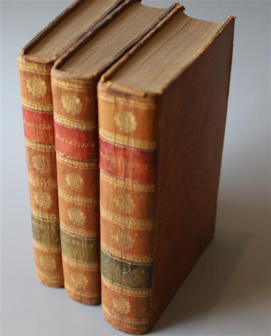 Robertson, William - The History of America, 7th edition, 3 vols, 8vo, period calf, with 3 (of 4) folding maps and Robertson, William - The History of America, 7th edition, 3 vols, 8vo, period calf, with 3 (of 4) folding maps and