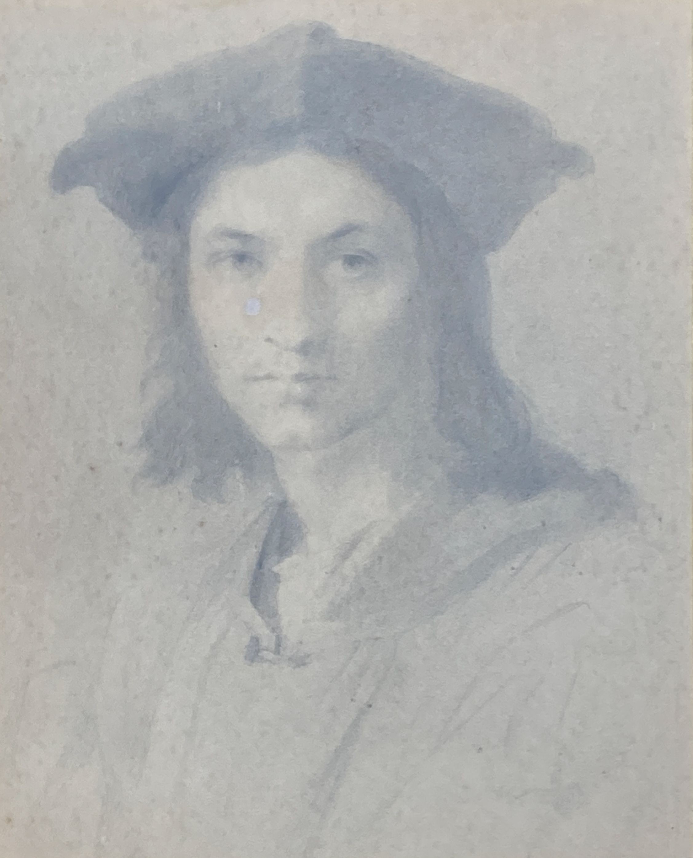 H W Phillips, pencil drawing, Andrea Del Sarto, label verso, 21 x 17cm.