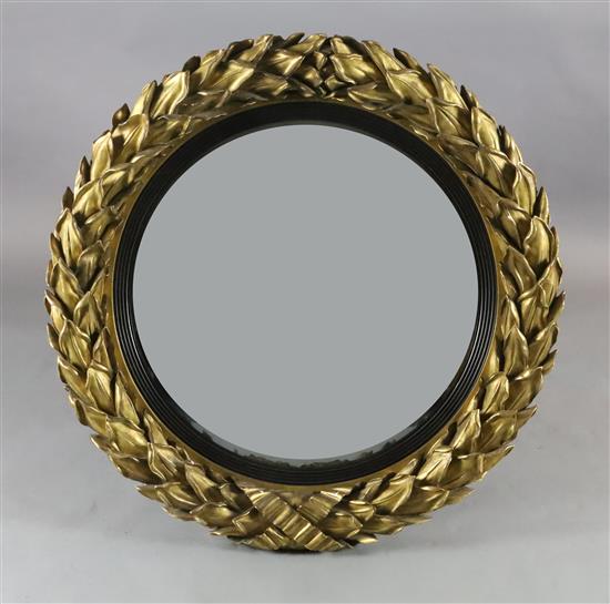 A fine large Regency giltwood and gesso convex wall mirror, Diam.3ft 6in. A fine large Regency giltwood and gesso convex wall mirror, Diam.3ft 6in.