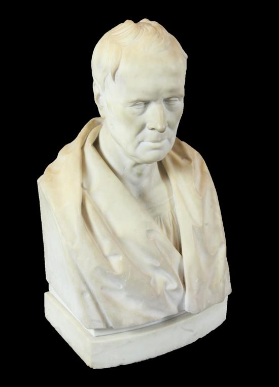 Joseph Robinson Kirk (1820-1894) RHA - a white marble bust of a gentleman, Joseph Robinson Kirk (1820-1894) RHA - a white marble bust of a gentleman,