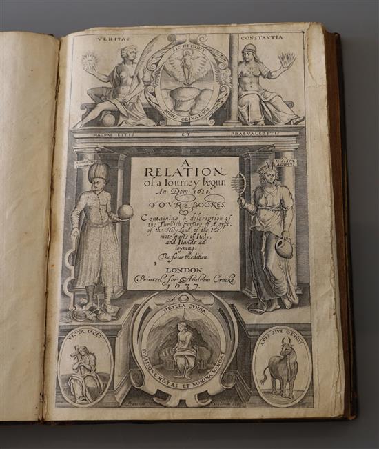Sandys, George, 1578-1644. - Relation of a journey begun an: Dom: 1610 ... description of the Turkish Empire, 4th edition, calf, folio,