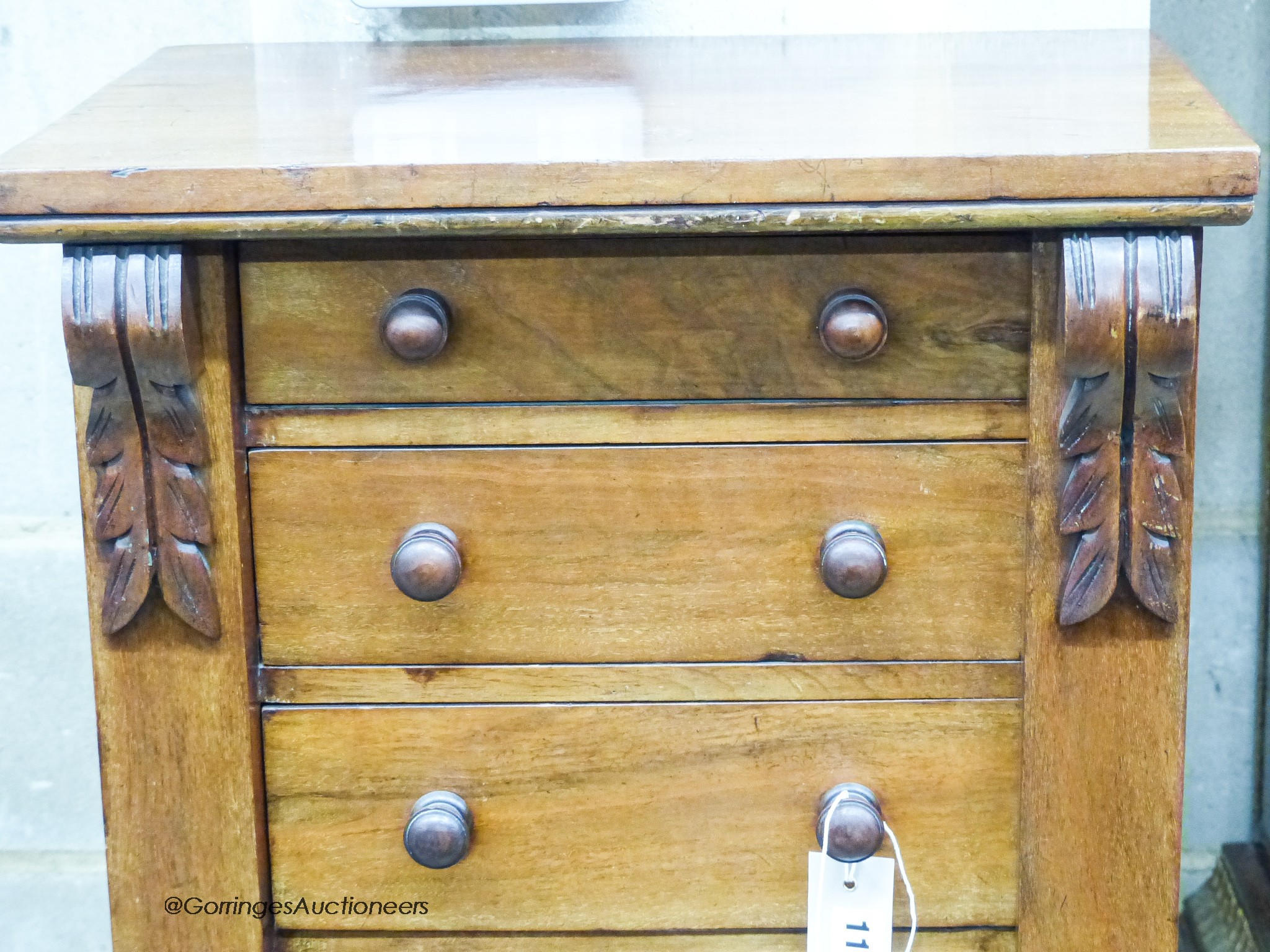 A Victorian walnut Wellington chest, width 48cm, depth 35cm, height 104cm