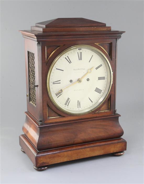 Blundell of London. An early Victorian mahogany hour repeating eight day bracket clock, height 18in. Blundell of London. An early Victorian mahogany hour repeating eight day bracket clock, height 18in.